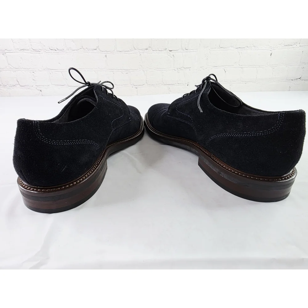 Hugo Boss Navy Blue Suede Cap Toe Derby Shoes Men's Size 9
